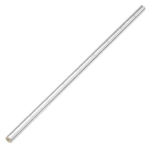 Straight straw paper silver 20cm 8 x 6mm