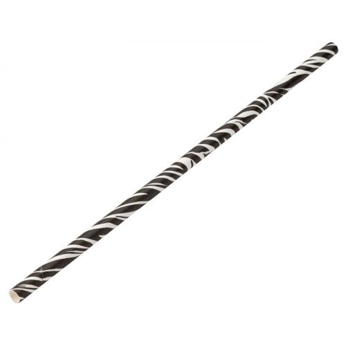 Straight straw paper zebra print 20cm 8 x 6mm