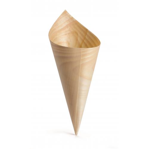 Biodegradable bamboo medium wooden serving cone 6 5x7x15cm