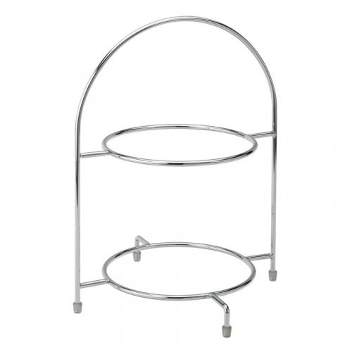 Chrome 2 tier cake plate stand 12 5 32cm to hold 2 x 23cm plates