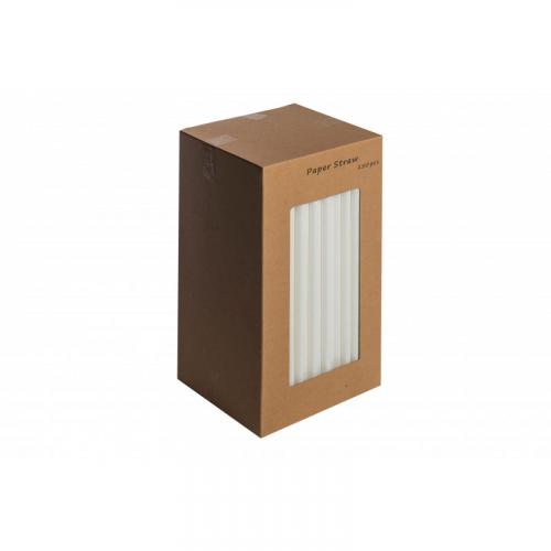 Biodegradable paper straw solid white 8 20cm