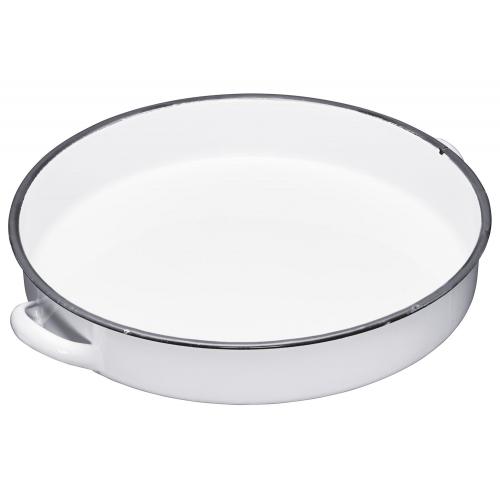 Enamel serving tray with handles round white 30cm 12