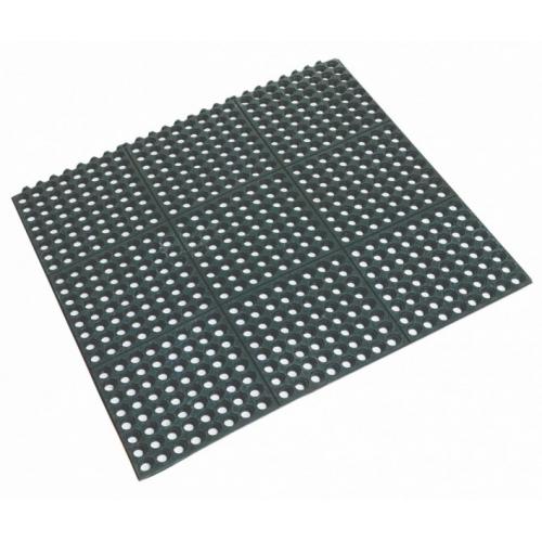 Interlocking rubber floor mat black 90 x 90 x 1 2cm