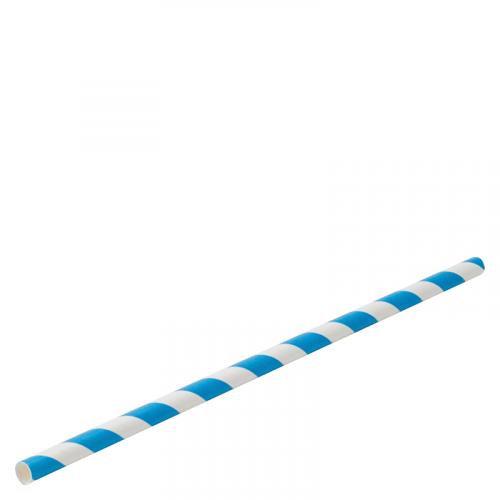 Biodegradable paper straw blue stripe 8 20cm