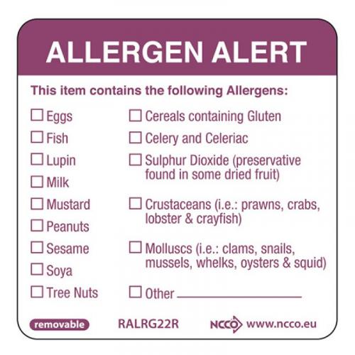 Allergen alert labels 2 x 2 500 per roll