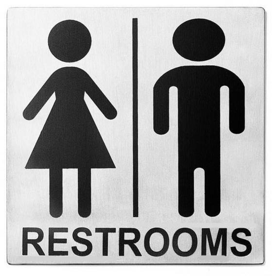 Men women restroom stainless steel sign