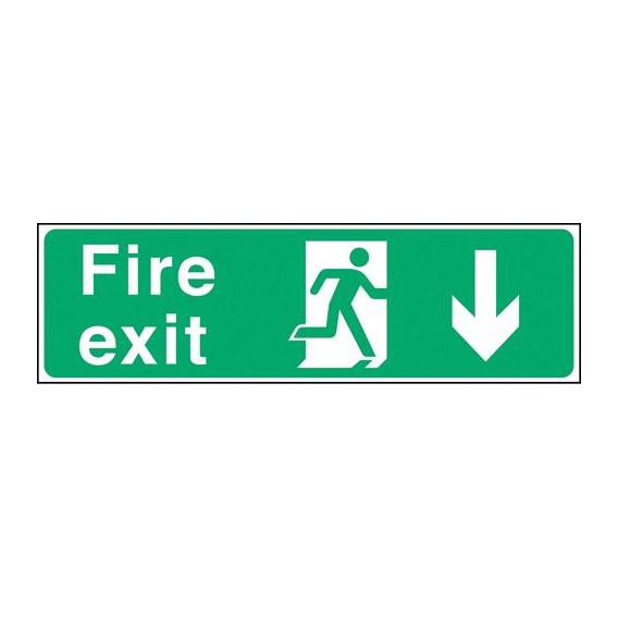 Fire exit arrow down sign