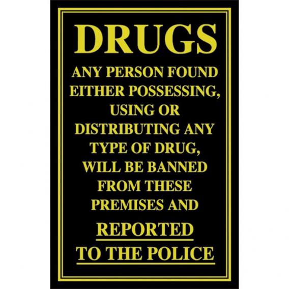 Possessing or distributing drugs sign 10x7