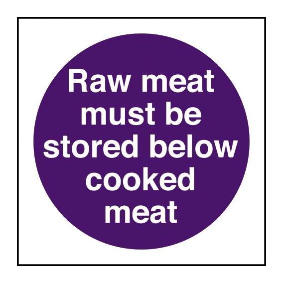 Raw meat must be stored below cooked meat 4x4