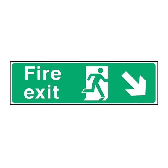 Fire exit arrow down right sticker 17 7x6