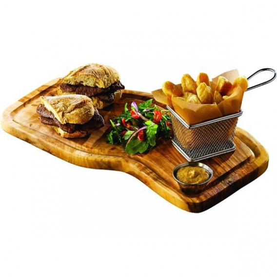 Genware olive wood serving board with groove