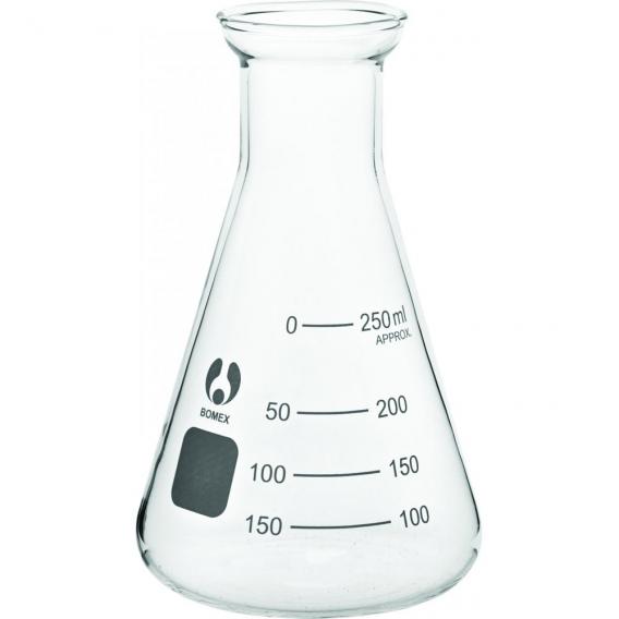 Alchemist conical glass flask graduated to 250ml
