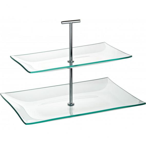 Aura 2 tiered rectangular glass plate cake stand