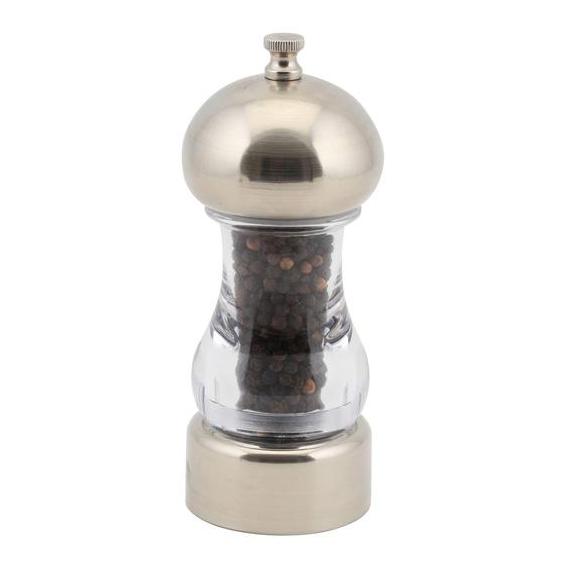 Genware chrome acrylic salt or pepper grinder 14cm