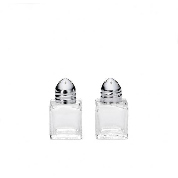 Cube salt pepper shaker with chrome plated top