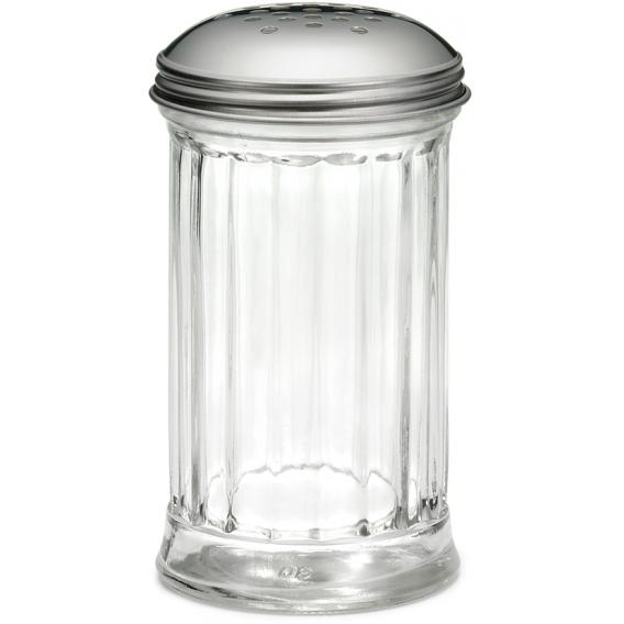 Glass shaker with stainless steel perforated top