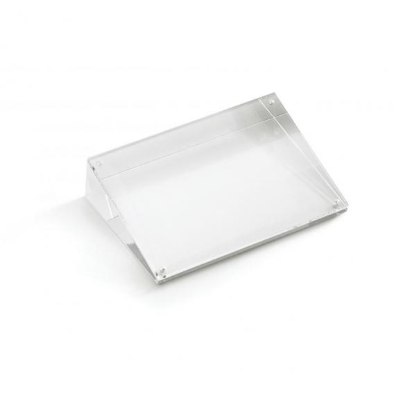 Acrylic slanted rectangular card holder 10x10x15cm