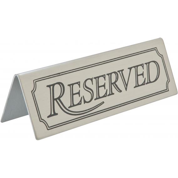 Tent table sign reserved stainless steel 12x4cm 4 5x1 5