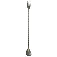 Cocktail mixing spoon with fork end vintage steel 32cm 12 6