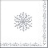 Festive lunch napkin printed silver and white 33cm 2 ply