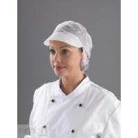 Snood style peaked cap hair covering white uni fit