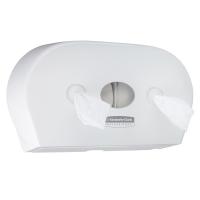 Toilet roll dispenser twin centrefeed mini jumbo aquarius white