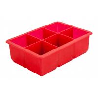 6 cavity silicone ice cube mould 2 square red