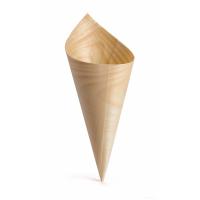 Biodegradable bamboo medium wooden serving cone 6 5x7x15cm