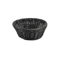 Black round polywicker basket 21cm d x 8cm h