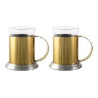 Brushed gold glass cups