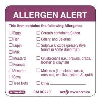 Allergen alert labels 2 x 2 500 per roll