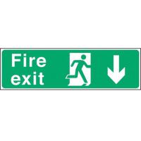 Fire exit arrow down sign