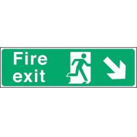 Fire exit arrow down right sticker 17 7x6