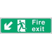Fire exit arrow down left sticker 17 7x6