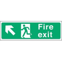 Fire exit arrow up left sticker 17 7x6