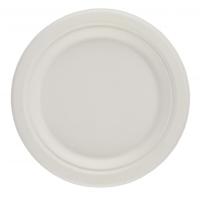 Bagasse natural fibre compostable round plate white 15cm 6