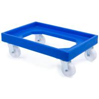 Open deck wheeled dolly for stack nest container basket