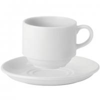 Pure white economy stacking cup 20cl 7oz saucer 15cm 6 set