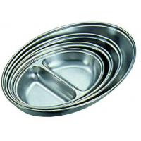 Genware stainless steel 2 division vegetable dish 10x7 25x18cm