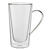 Double walled tall handled latte glass 34cl 12oz